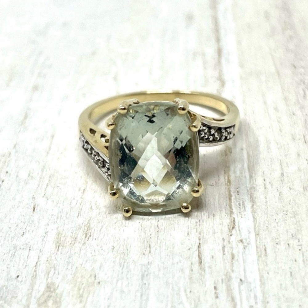 14K, green amethyst ring, size ~7 3/4 by designer EMA
